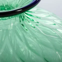 Officine di Murano 1295 Vaso Balloton verde con bordo blu