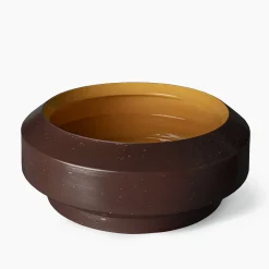 Bitossi Ceramiche Vaso basso Tribe marrone e giallo di Arik Levy