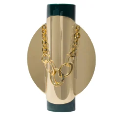 Visionnaire Vaso Bustier Totem 2 in ceramica verde con dettagli in metallo