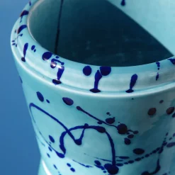 Carola fra i Trulli Vaso Cachepot in ceramica celeste e blu