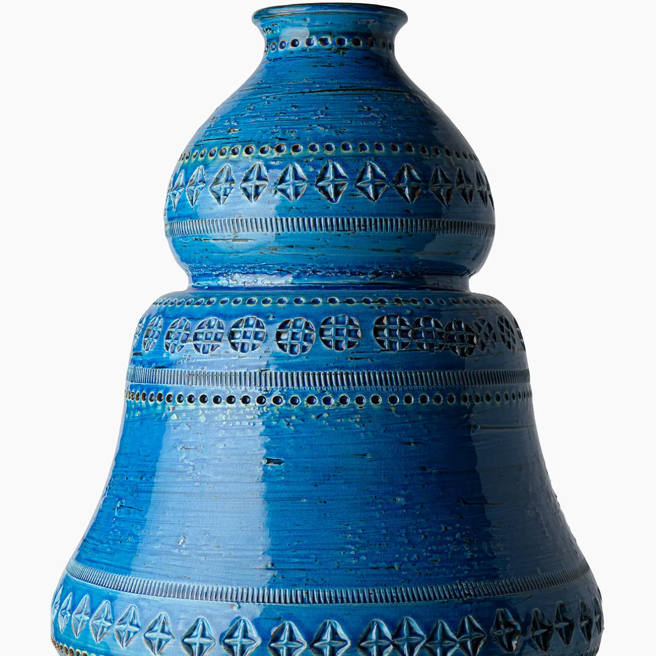 Bitossi Ceramiche Vaso con Due Elementi Blu di Aldo Londi