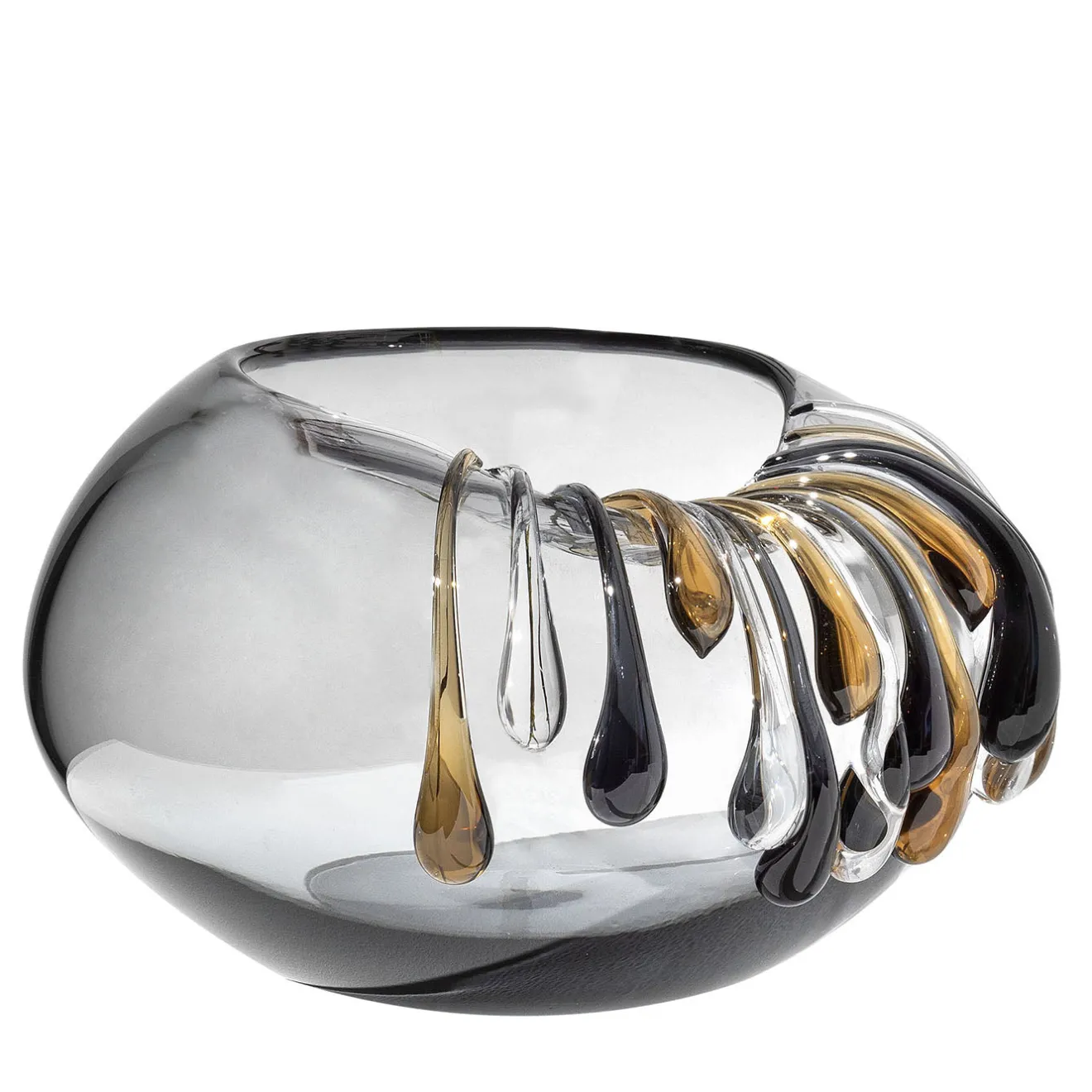 Aina Kari Vaso decorativo Like a Bowl in vetro grigio con gocce