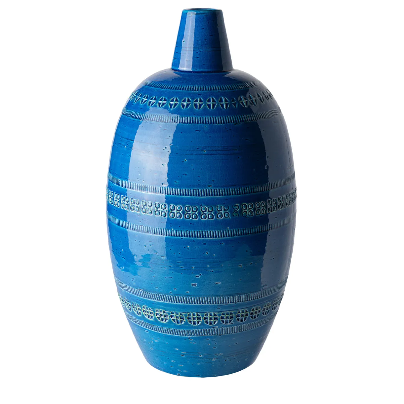 Bitossi Ceramiche Vaso Decorativo Uovo Blu di Aldo Londi
