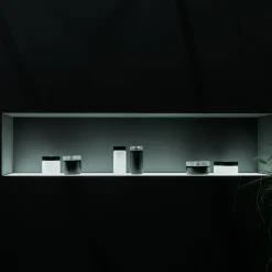 Mutina Vaso di vetro cilindrico corto in bianco e nero