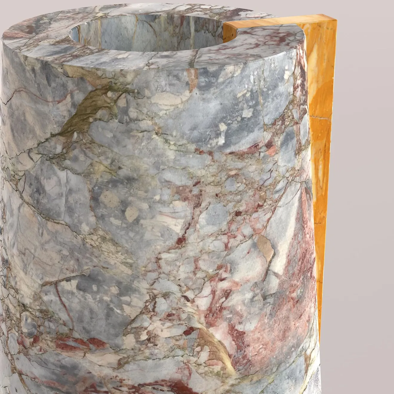 Carcino Design Vaso Elara Breccia di Versailles e Giallo Siena