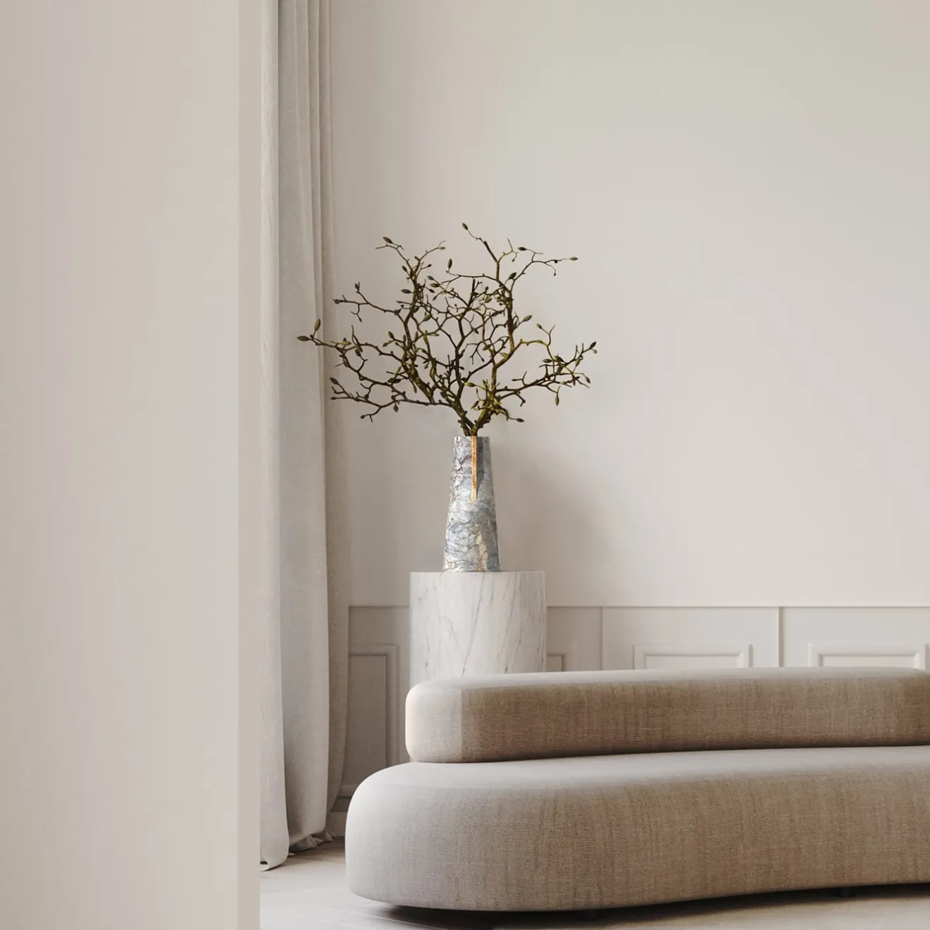 Carcino Design Vaso Elara Breccia di Versailles e Giallo Siena