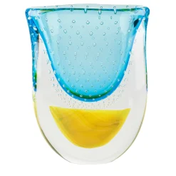 Officine di Murano 1295 Vaso giallo e azzurro Vrmbicolr
