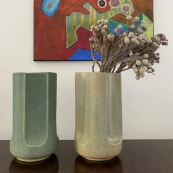 mg12 by Monica Geronimi Vaso Giuseppe Turquesa in ceramica smaltata blu opaco