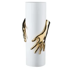 VGnewtrend Vaso Hands oro e bianco