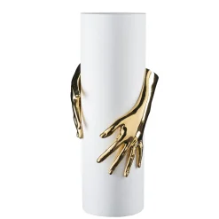 VGnewtrend Vaso Hands oro e bianco