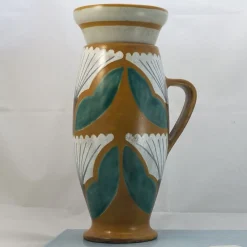 Studio Le Nid Vaso in Ceramica Zafferano con Coperchio e Motivo Floreale