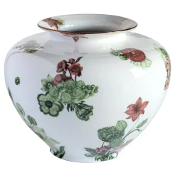 Grand Tour by Vito Nesta Vaso in porcellana Anfora con fiori verdi e rossi H24Cm