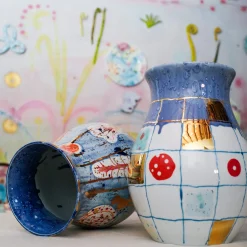 Coralla Maiuri Vaso in porcellana blu Calypso