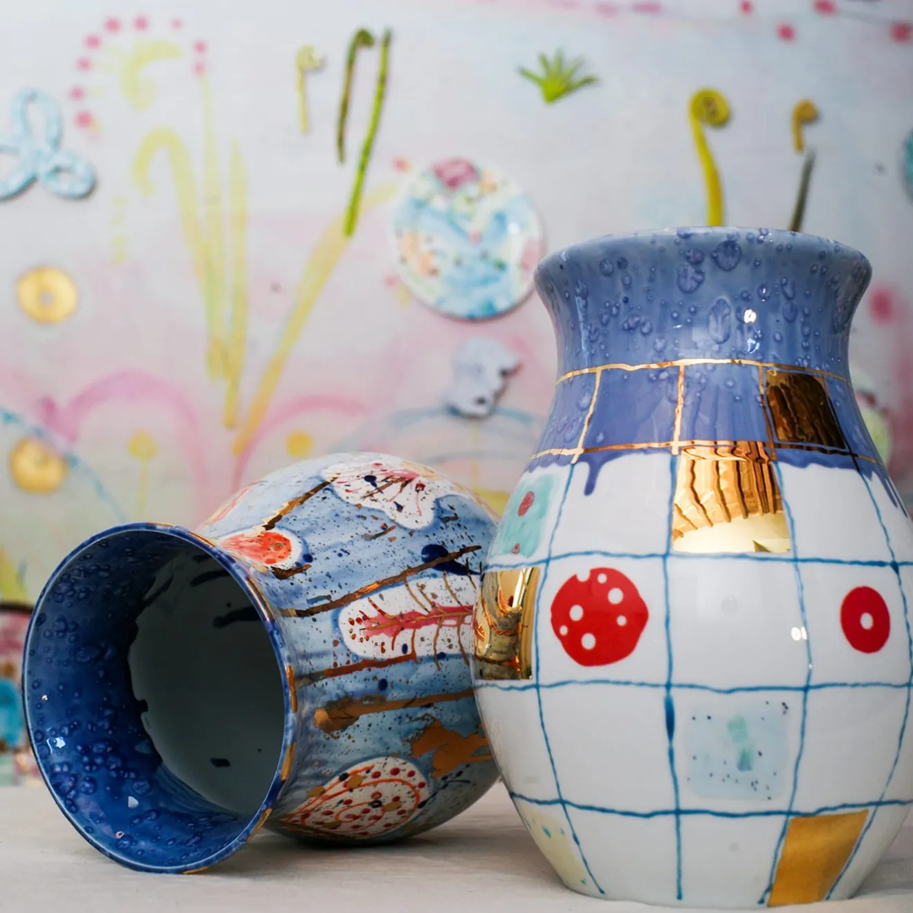 Coralla Maiuri Vaso in porcellana blu Calypso