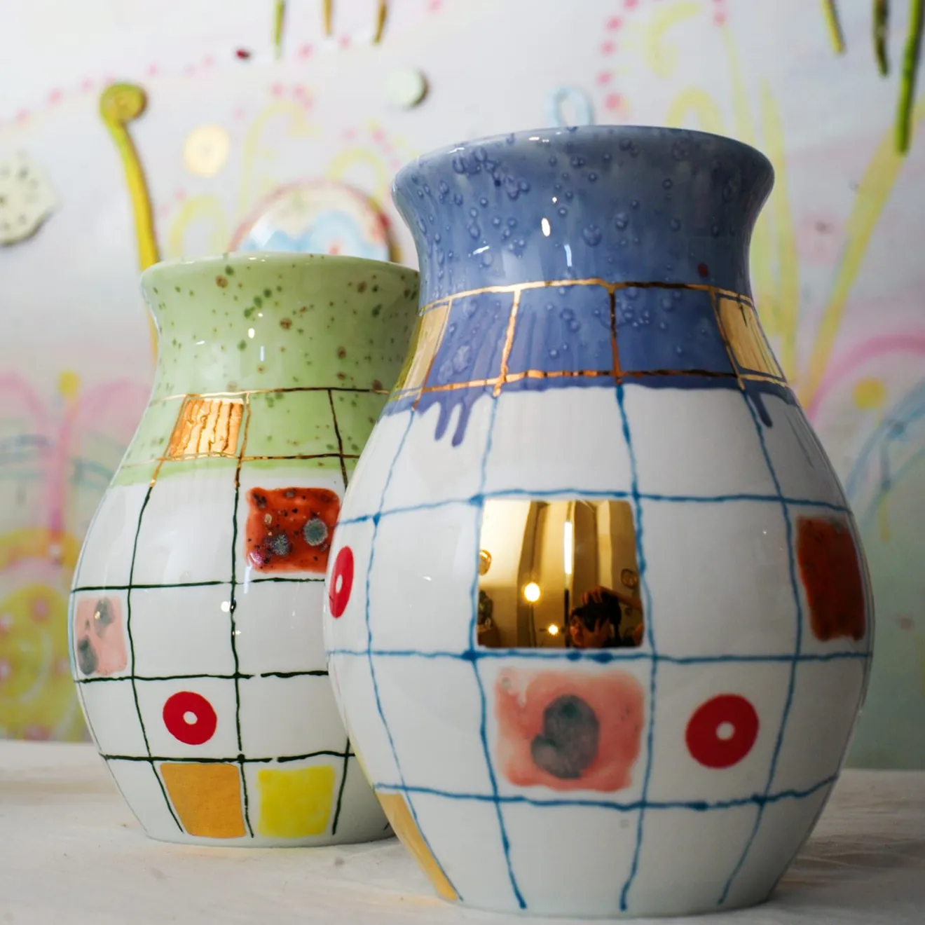 Coralla Maiuri Vaso in porcellana blu Calypso