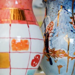 Coralla Maiuri Vaso in porcellana rosa Calypso