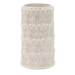 Pietrachiara Vaso medio in gres bianco con motivo a foglie Anne