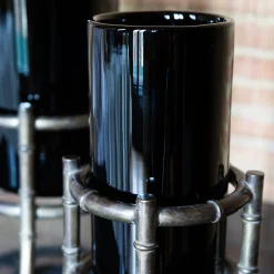 Piccoli Smalti Vaso Mini Bambù in Vetro Nero