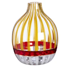 Carlo Moretti Vaso monofiore a righe rosse e arancioni