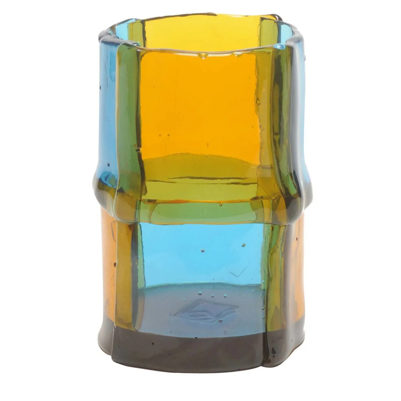 Corsi Design Factory Vaso piccolo Bamboo azzurro e giallo di Enzo Mari
