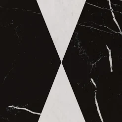 Carcino Design Vaso Polimelus Nero Marquina e Bianco Carrara