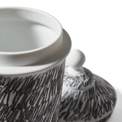 Cassina Vaso Post Scriptum in bianco e nero con coperchio di Formafantasma