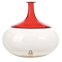 Venini Vaso rotondo Bolle di Tapio Wirkkala in rosso/chiaro