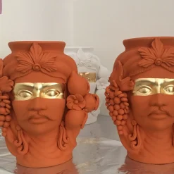 Stefania Boemi Vaso Sasà arancione e oro