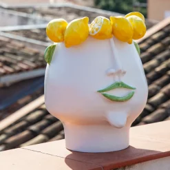 Patrizia Italiano Vaso Testa in Ceramica Multicolore Domitilla