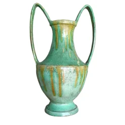 Ceramiche Ceccarelli Vaso tradizionale ad anfora verde gocciolante