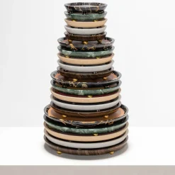 Giobagnara Vassoi piccoli rotondi in pelle e marmo Monza #1