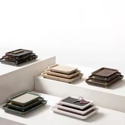 Giobagnara Vassoi rettangolari medi in pelle e marmo Monza #4