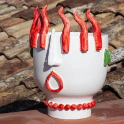 Patrizia Italiano Venditore ambulante di peperoni Ifigenia Vaso con testa di peperone