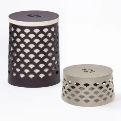 Rudi Venezia 10 Cestino rotondo beige con coperchio